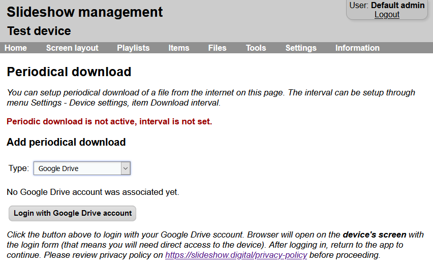 File synchronization page