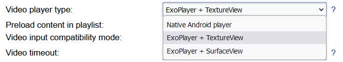 Choice of video players in Device settings