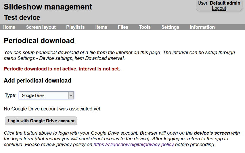 Periodic Download From Google Drive Slideshow Free Digital Signage Software For Android