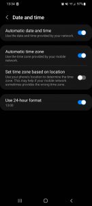 Time synchronization settings in Android
