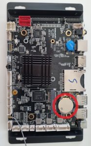 Android box board with RTC battery circled in red