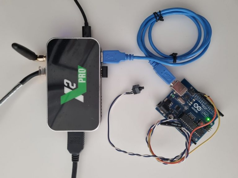 Arduino Uno board connected to an Android box via USB cable